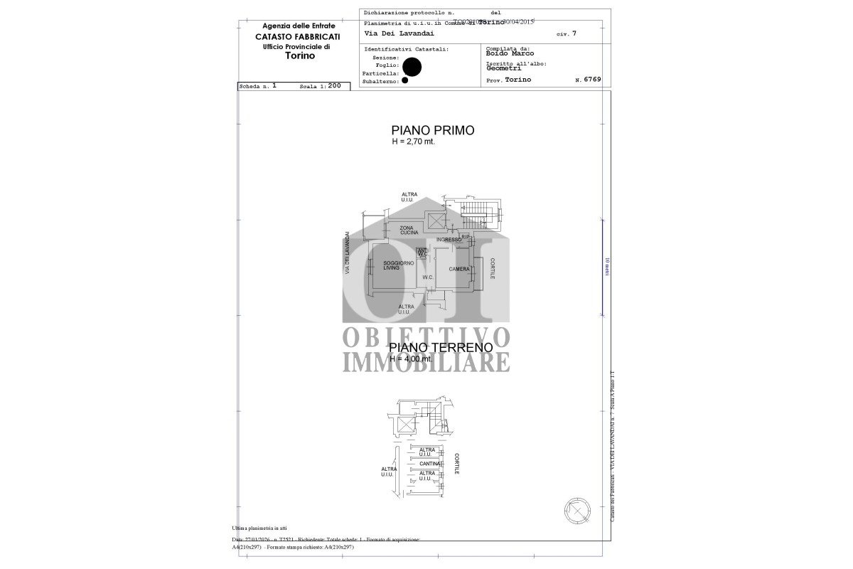 Agenzia Immobiliare Obiettivo Immobiliare di Antonio Nastasia - Planimetria 1